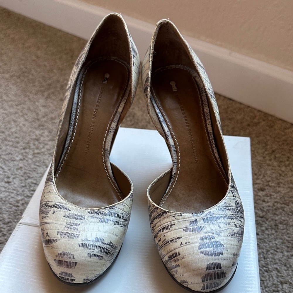 Elegant Cream and Purple Patterned Wedge Women's Heels